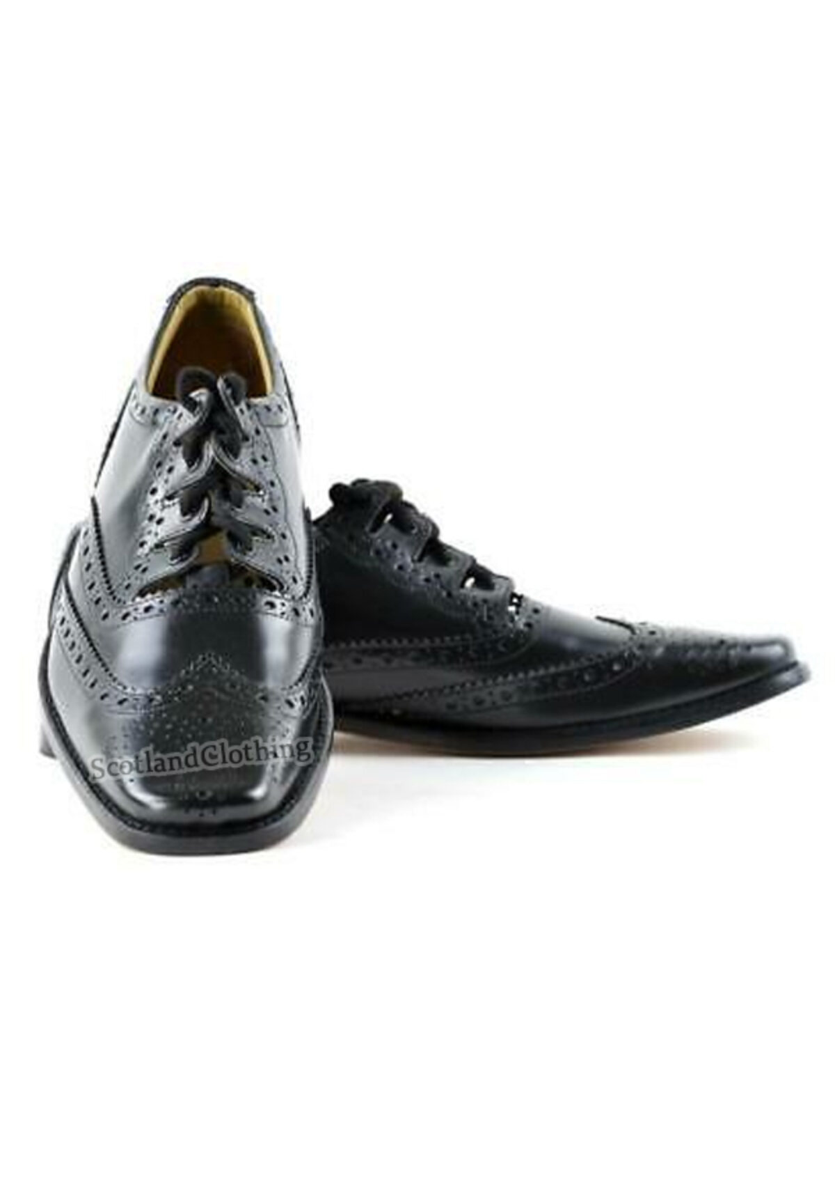 GHILLIE BROGUE THISTLE SHOES BLACK LEATHER SOLE PREMIUM QUALITY MADE IN SCOTLAND 
