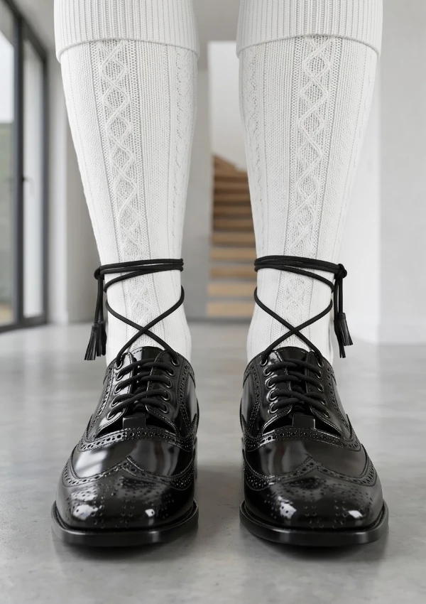 Men's Black Ghillie Brogues Front View