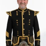 Black Men Military Drummer Doublets Front View