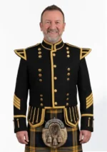 Black Men Military Drummer Doublets Front View