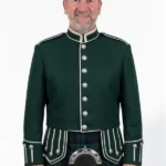 Green Military Drummer Doublet Jacket Front View