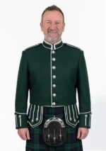 Green Military Drummer Doublet Jacket Front View