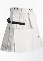 Diseño frontal de falda escocesa blanca de trabajo de la mejor calidad 4