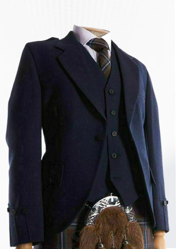 Premium Quality Navy Blue Tweed Argyle Jacket Design 5
