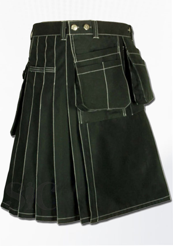 Beste Qualität Arbeitskleidung Kilt für Berufstätige Männer schwarz Design 3