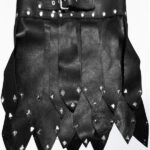 Premium Quality Scottish Black Leather Gladiator Kilt Design 18