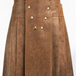 Premium Quality Hand Made Brown Leather Kilt Design 4