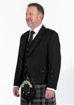 Black Argyle Tweed Jacket with Vest Left Side View
