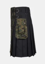 Black Canvas Camouflage Kilt Left