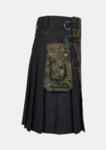 Black Canvas Camouflage Kilt Right