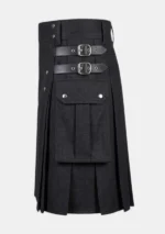 Black Cargo Utility Kilt Left