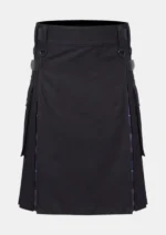 Black Cotton & Pride of Scotland Tartan Hybrid Kilt
