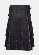 Black Cotton & Pride of Scotland Tartan Hybrid Kilt Back