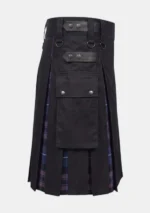Black Cotton & Pride of Scotland Tartan Hybrid Kilt Right