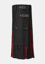 Black Cotton & Royal Stewart Tartan Hybrid Kilt Right