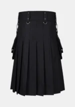 Black Cross Gothic Cargo Utility Kilt Back