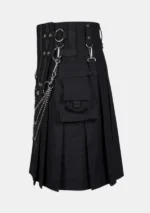 Black Cross Gothic Cargo Utility Kilt Left
