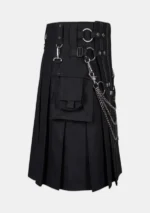Black Cross Gothic Cargo Utility Kilt Right
