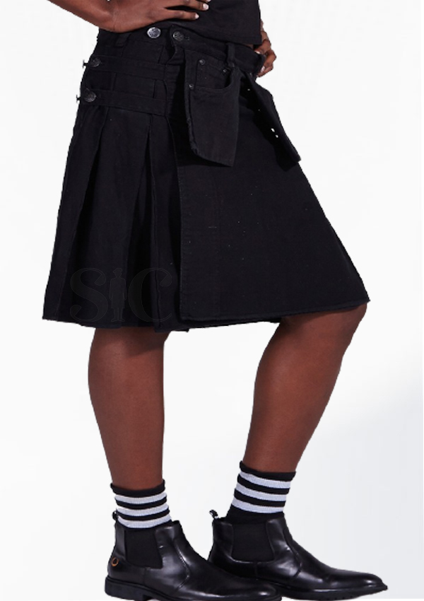Black Denim Kilt For Women Design 2