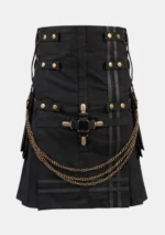 Black Fashion Hybrid Kilt With Chain