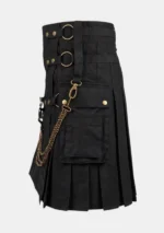 Black Fashion Hybrid Kilt With Chain Left Side