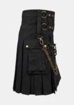 Black Fashion Hybrid Kilt With Chain Right Side