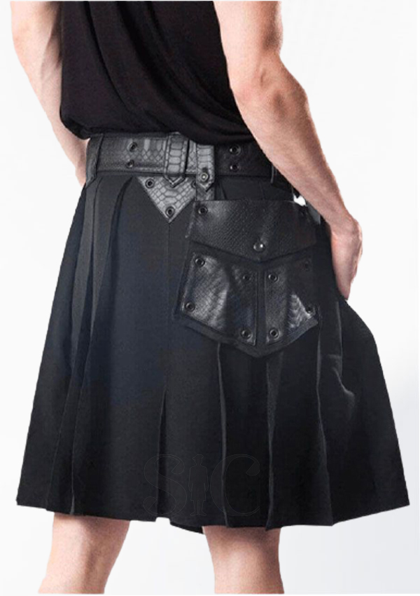 Diseño de falda de cuero para hombre gótico negro de calidad premium 34 - SCOTLANDLCOTHING.COM