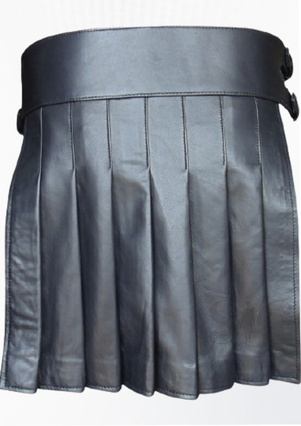 Black Mini Leather Kilt Gladiator Style Design 40