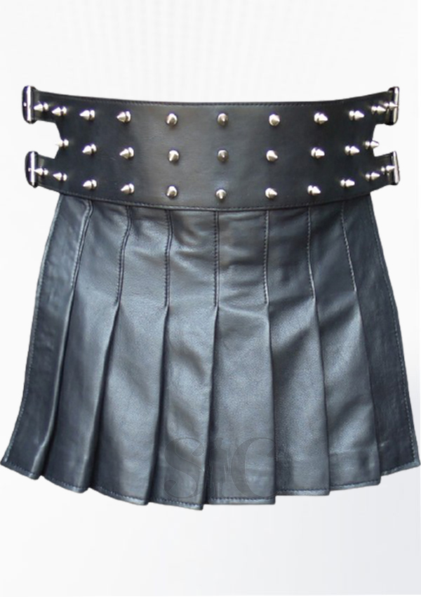 Mini-kilt en cuir noir Style Gladiator Design 40