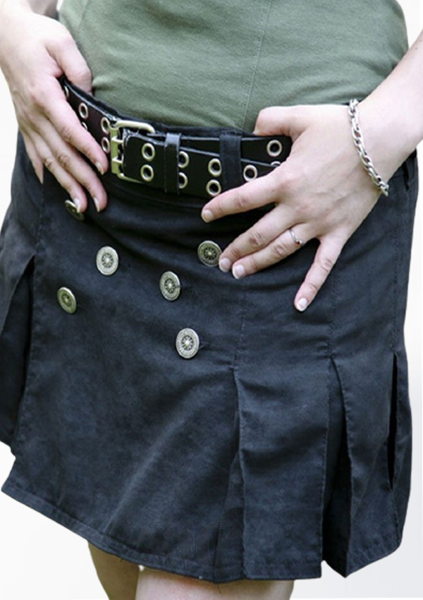 Mini Falda Escocesa Utilitaria Negra Para Mujer Espalda Min Design 6