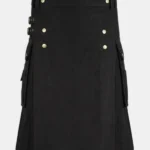 Black Scottish Utility Cargo Kilt