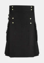 Black Scottish Utility Cargo Kilt