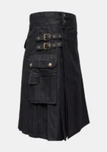Black Utility Kilt With Strap Right Side