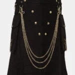 Black Utility Kilt with Golden Chain
