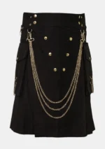 Black Utility Kilt with Golden Chain