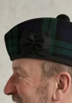 Black Watch Tartan Glengarry Hat with Pom