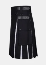 Black & White Cotton Hybrid Kilt Left