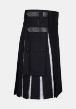 Black & White Cotton Hybrid Kilt Right