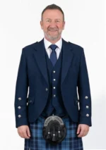 Blue Argyle Jacket with Vest Front View