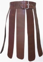 Diseño de falda escocesa de gladiador de cuero corto marrón 38