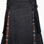 Premium Quality Campbell Tartan Black Denim Hybrid Utility Kilt Design 27