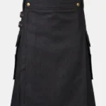 Casual Black Utility Kilt