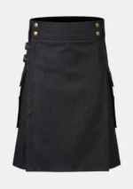 Casual Black Utility Kilt