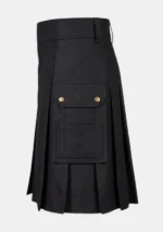 Casual Black Utility Kilt Left