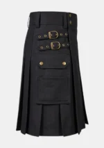 Casual Black Utility Kilt Right