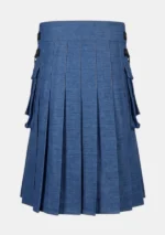 Casual Blue Denim Kilt Back
