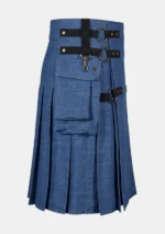 Casual Blue Denim Kilt Right