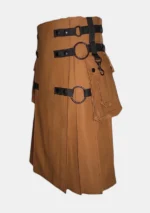 Casual Dark Brown Utility Kilt Left