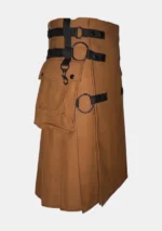 Casual Dark Brown Utility Kilt Right