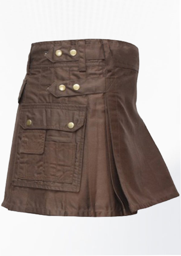 Diseño de falda escocesa utilitaria para mujer en marrón chocolate 1